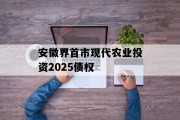 安徽界首市现代农业投资2025债权
