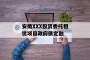 安徽XXX投资委托租赁项目政府债定融