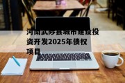 河南武陟县城市建设投资开发2025年债权项目