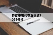 界首市现代农业投资2025债权
