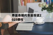 界首市现代农业投资2025债权
