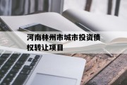 河南林州市城市投资债权转让项目