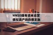 HNSD国有资本运营债权资产政府债定融