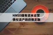 HNSD国有资本运营债权资产政府债定融