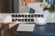 郏县国有资本运营债权资产政府债定融