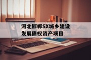 河北邯郸SX城乡建设发展债权资产项目